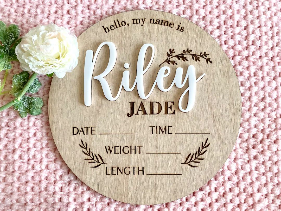 Personalized Baby Name Announcement Sign Custom 3D Wood Baby Birth Sign Stats Engraved Hospital B... | Etsy (US)