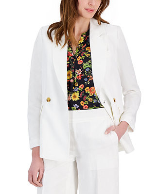T Tahari Women's Linen-Blend Double-Breasted Blazer - Macy's | Macy's Canada