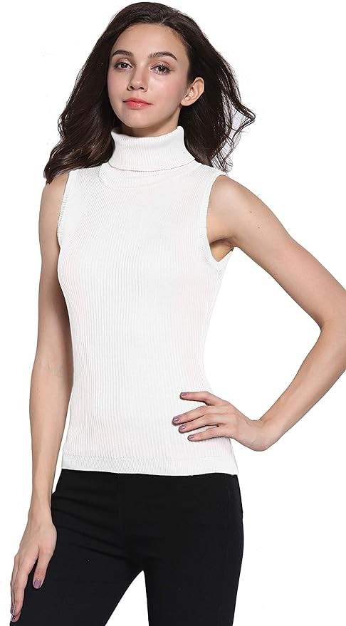 Sofishie Sleeveless Ribbed Turtle Neck Sweater Tunic | Amazon (US)