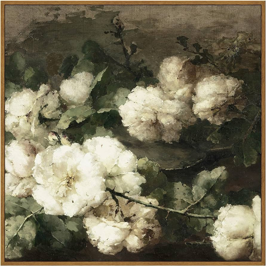 InSimSea Square Framed Canvas Wall Art, Vintage Floral Rustic Roses Flower Wall Art Prints for Li... | Amazon (US)