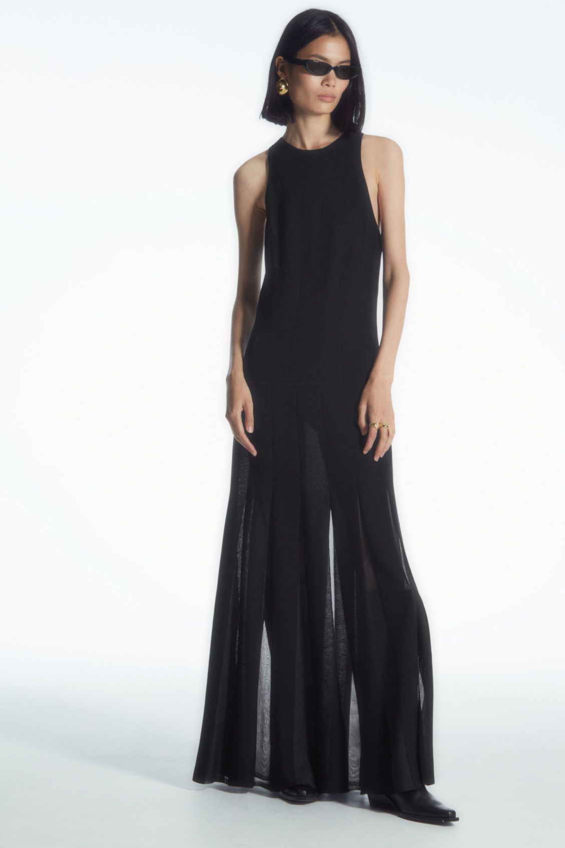 PLEATED RACER-NECK MAXI DRESS - BLACK - Dresses - COS | COS (US)