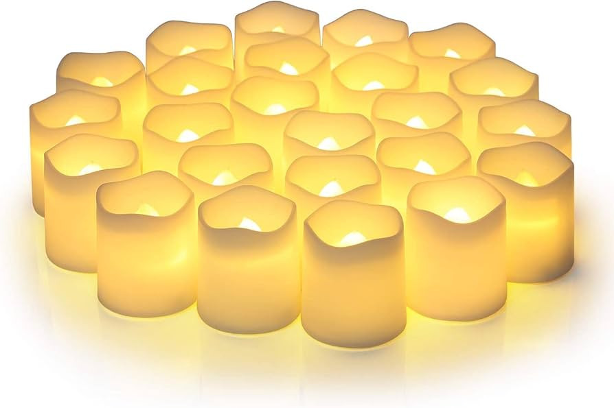 SHYMERY Flickering Flameless Votive Candles with Timer, 24 Pack 15 Days Longer Battery Operated L... | Amazon (US)