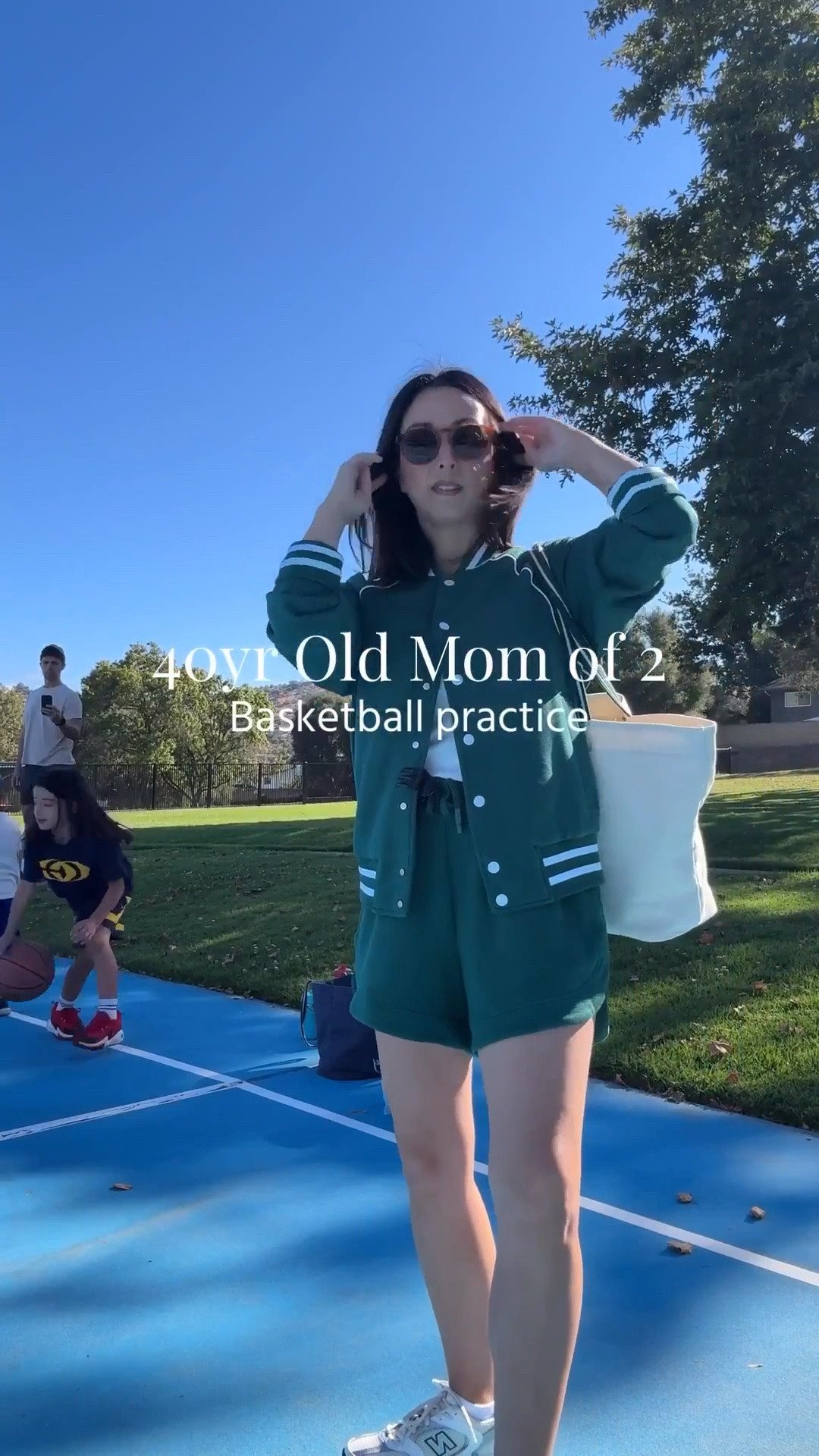 40yr old mom of 2. What I wore to: Saturday Morning BBall Practice

Free Assembly tank small
Varley Ollie shorts small
Varley jacket xs
Amazon socks
New Balance 530's green size 5 womens
Varley tote
Le Specs sunglasses

summer outfits, summer style, mom style, athleisure

#LTKmomlife #LTKPetite #LTKootd