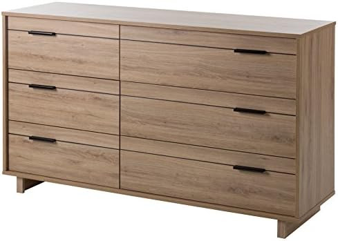 South Shore Fynn 6-Drawer Double Dresser, Rustic Oak with Metal Handles | Amazon (US)