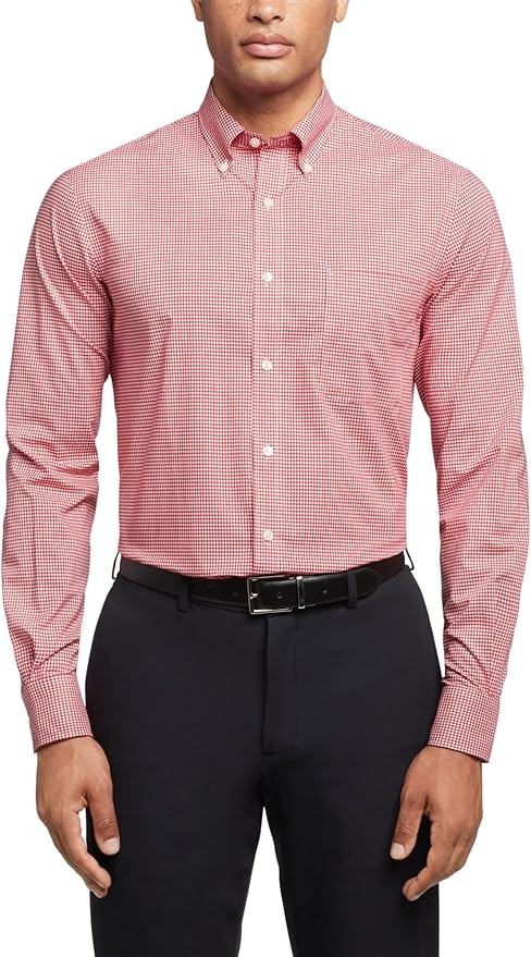 Tommy Hilfiger Men's Regular Fit Non Iron Gingham Dress Shirt - Amazon Exclusive | Amazon (US)