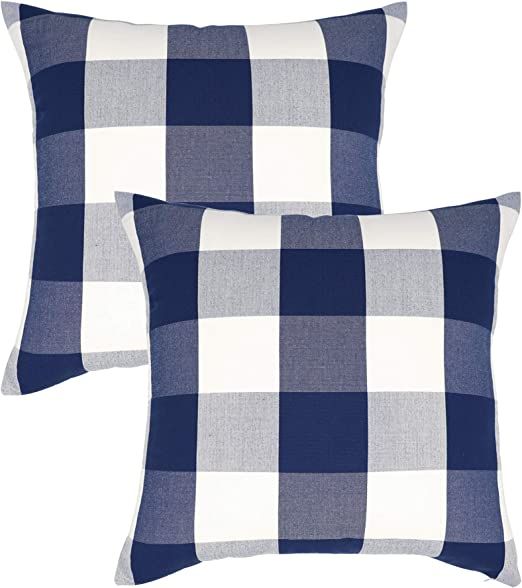 NAVIBULE 18 x 18In Farmhouse Decorative Outdoor Throw Pillow Covers Buffalo Check Plaid Cushion S... | Amazon (US)