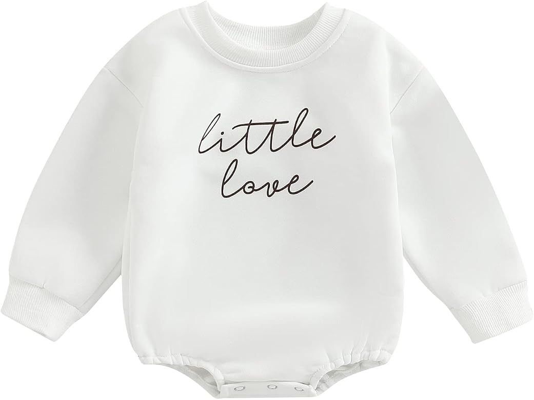 KOSUSANILL Newborn Baby Girl Easter Outfit Infant Long Sleeve Bunny Oversized Romper Sweatshirt R... | Amazon (US)