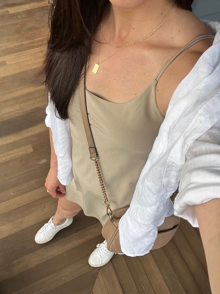Spring dress outfit - Wearing a Medium Tall and it fits my long torso perfect! I’m normally a Small Tall in their dresses. 

Linen shirt, white shirt, travel dress, athletic dress, white sneakers, summer outfit, spring outfit, neutral spring outfit, casual spring outfit 

#LTKSeasonal #LTKstyletip #LTKFind