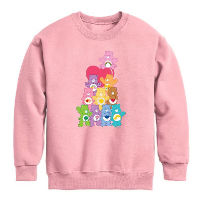 Boys' Care Bears Care Bears Heart Stack Graphic Long Sleeve Fleece Sweatshirt - Mauve - Small