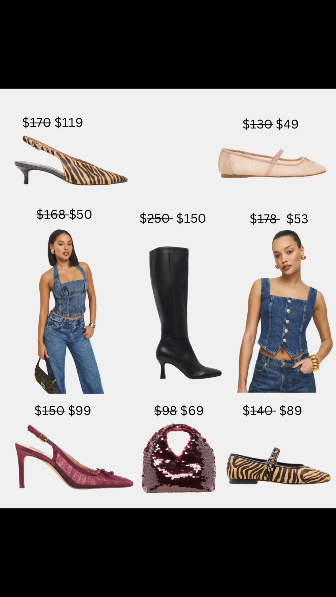 On sale and going fast: ballet flats, knee high boots, mules, sequin purse and denim tops from Reformation and Dolce Vita. 


#LTKSaleAlert #LTKSeasonal