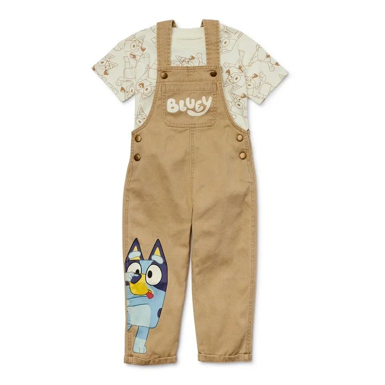 Bluey Toddler Boys Short Sleeve T-Shirt and Overalls Set, 2-Piece, Sizes 2T-5T | Walmart (US)
