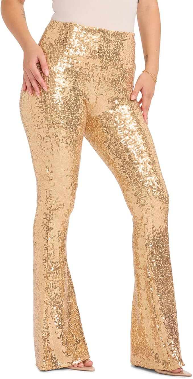 Tipsy Elves Shiny Sequin Leggings for Women for Holiday Outfits and Beyond | Amazon (US)