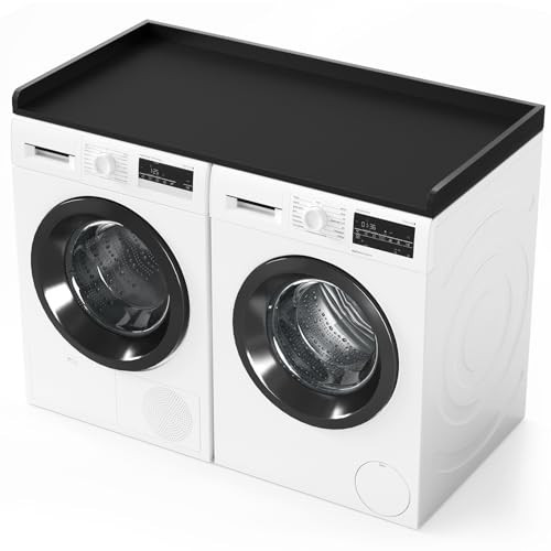 SpaceAid Washer Dryer Countertop, Laundry Wood Shelf Topper with Edge, 54" Width x 27.5" Depth Cover Guard Organizer for Washer and Dryer Laundry Hamper Counter Storage Organization (Black) | Amazon (US)