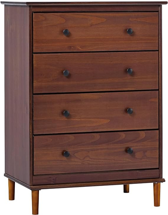 Walker Edison Modern Tall 4-Drawer Solid Wood Dresser Bedroom Storage Drawer Organizer Closet Hal... | Amazon (US)