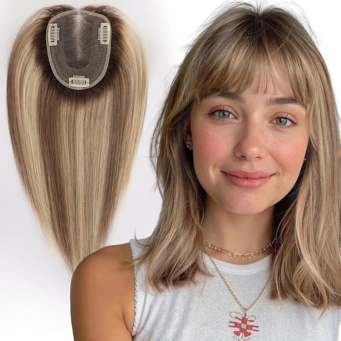 starluck Human Hair Toppers for Women with Thinning Hair, 14 Inch Real Hair Topper, 4.6x4 Inch Si... | Amazon (US)