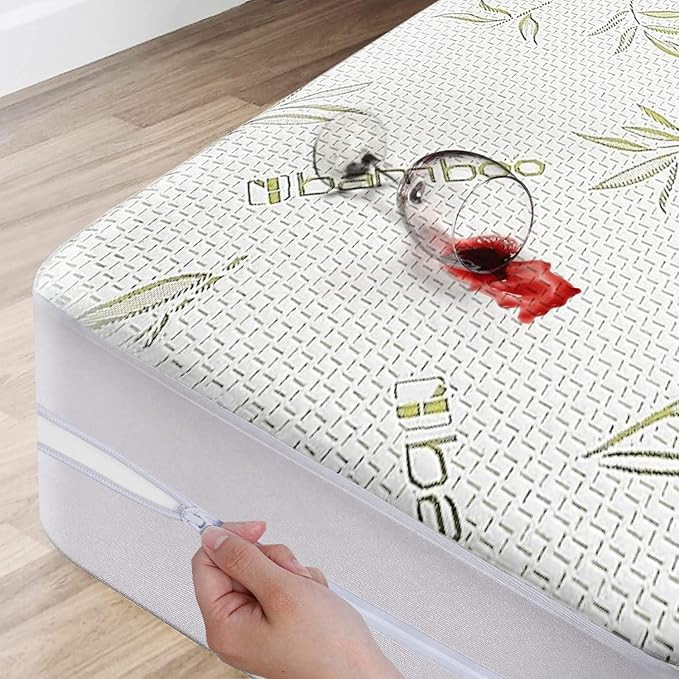 Bamboo Mattress Protector with Zipper - 100% Waterproof Full Size Cooling Mattress Cover - Ultra ... | Amazon (US)
