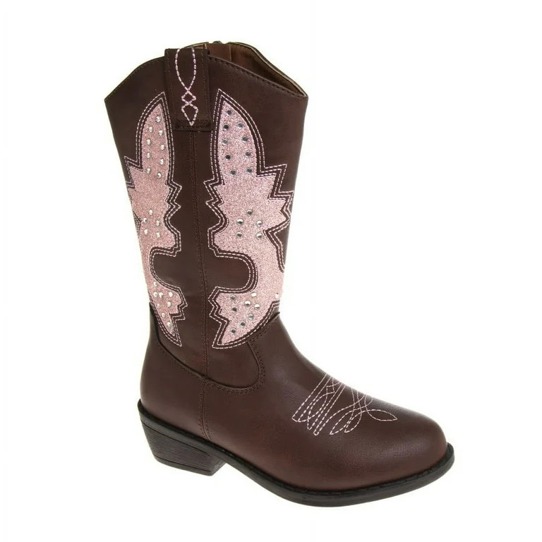 Kensie Girl Zip-up Low Heel Faux Leather Cowgirl Boots - Walmart.com | Walmart (US)