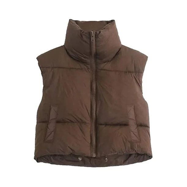 Xsylife Women's Winter Crop Vest Lightweight Sleeveless Warm Outerwear Puffer Vest Padded Gilet -... | Walmart (US)
