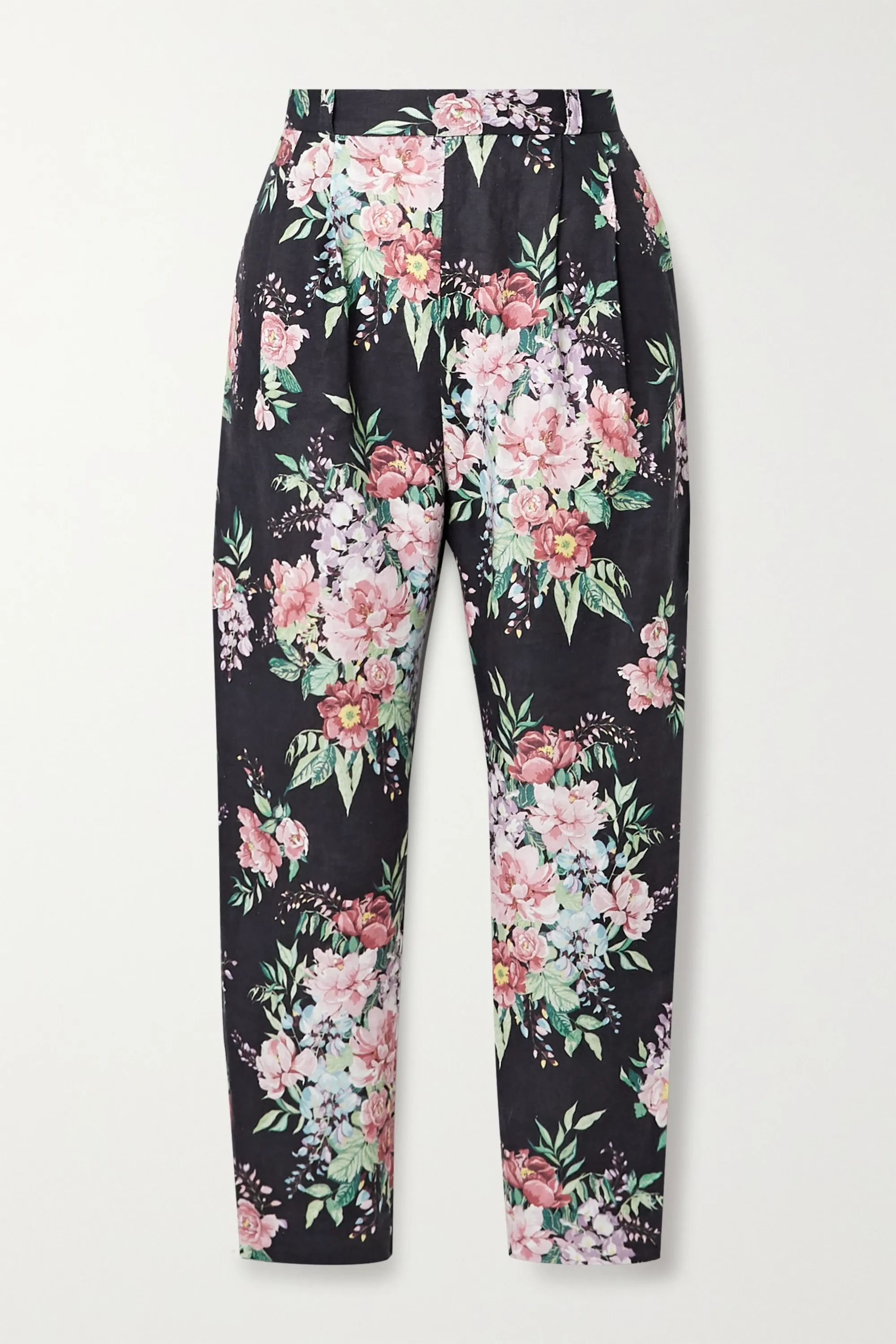 Navy Bellitude floral-print linen tapered pants | Zimmermann | NET-A-PORTER | NET-A-PORTER (US)