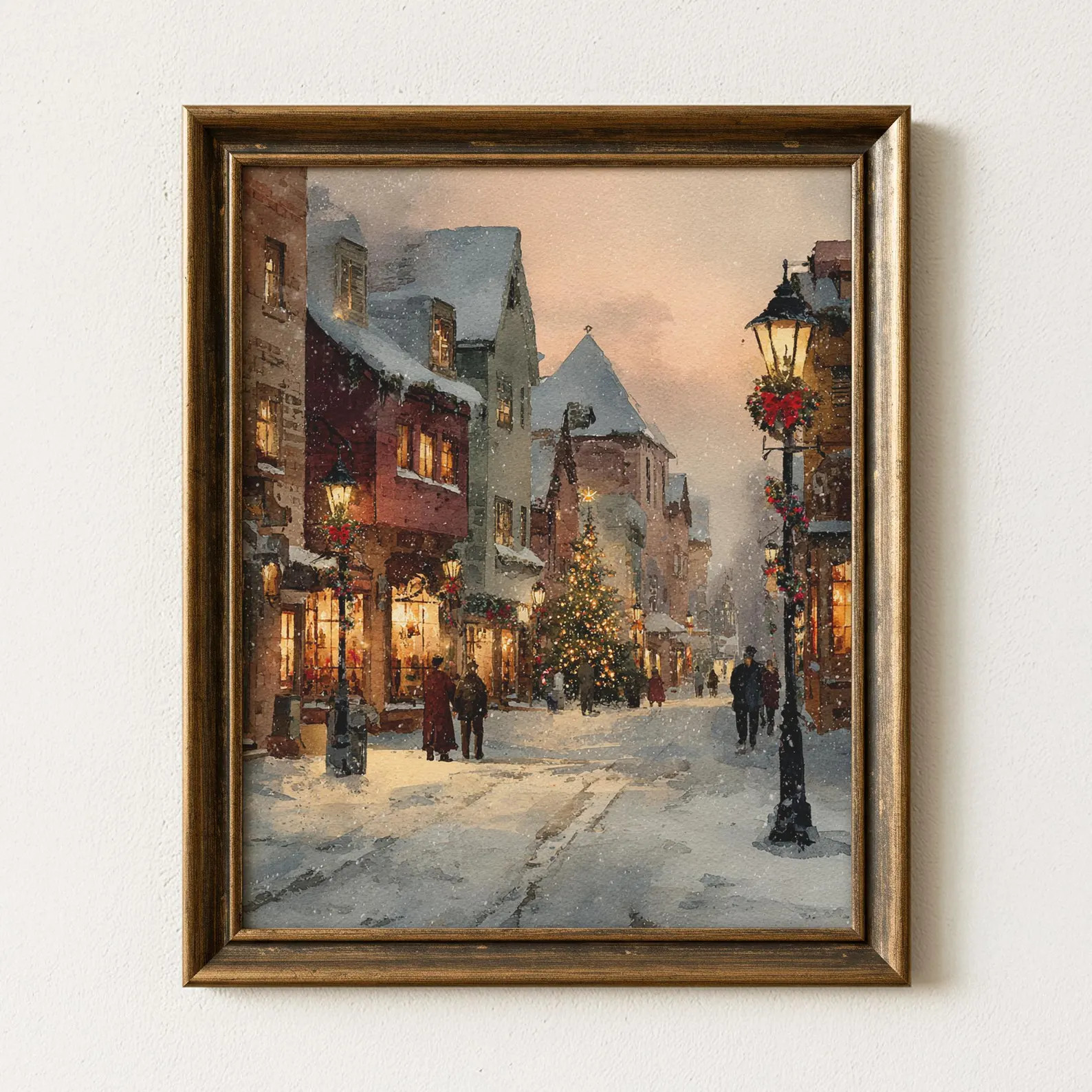 Vintage Christmas Village - Nostalgic Christmas Painting, Snowy Village, Rustic Holiday Decor, Pr... | Etsy (US)