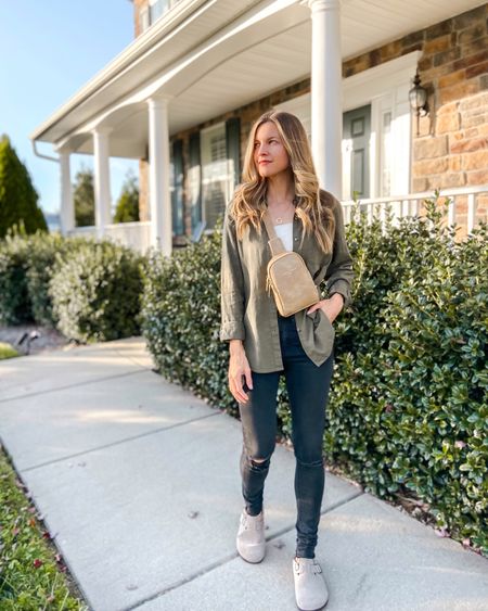 Obsessed with this olive green linen button-down and my cheaper-than-Birkenstock clogs 😉 The perfect fall outfit for a warm evening out!

#LTKshoecrush #LTKstyletip #LTKSeasonal