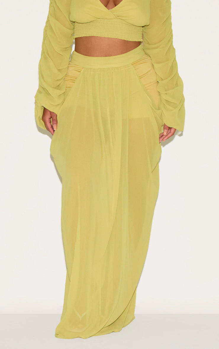 Shape Lime Chiffon Highwaisted Drape Maxi Skirt | PrettyLittleThing US
