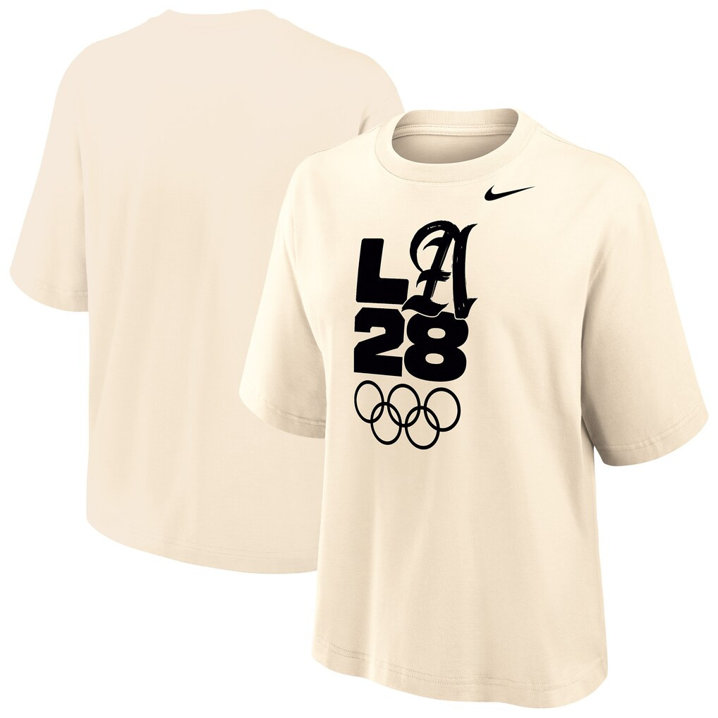 LA28 Summer Olympics Nike Women's Script Logo Boxy T-Shirt - Cream | Fanatics