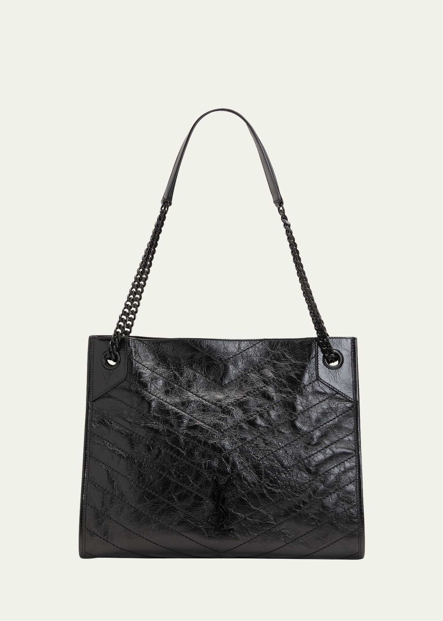 Saint Laurent Niki Medium YSL Shopper Tote Bag in Crinkled Leather | Bergdorf Goodman