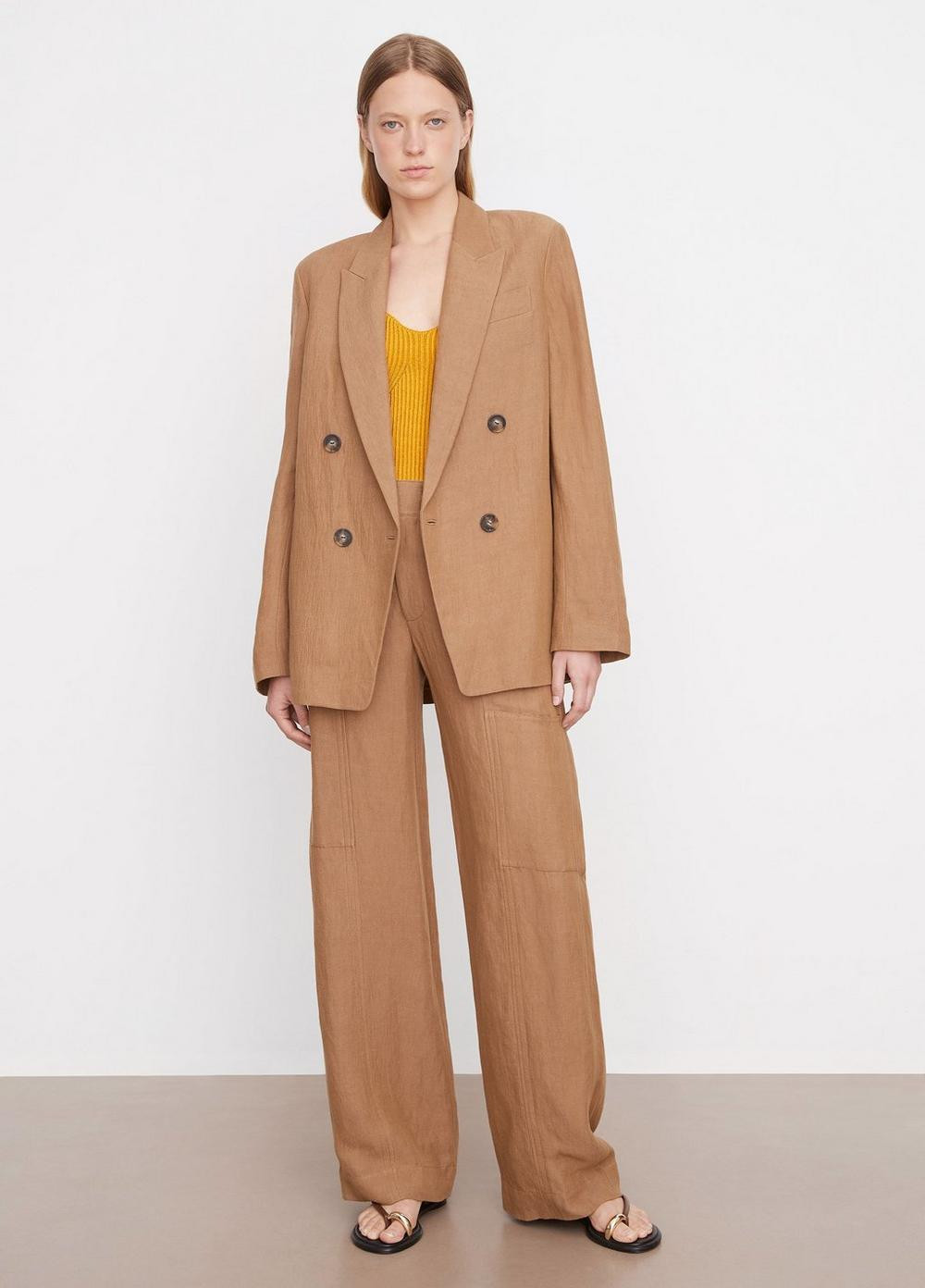 Double-Breasted Boyfriend Blazer, Brown, Size 6 Vince | Vince LLC