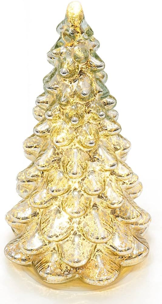 Diahom Tabletop Christmas Tree Mercury Glass Timer Lighted Silver Small Xmas Trees Table Centerpi... | Amazon (US)