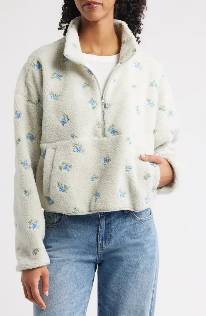 Periwinkle Petals Fleece Half Zip Pullover | Nordstrom
