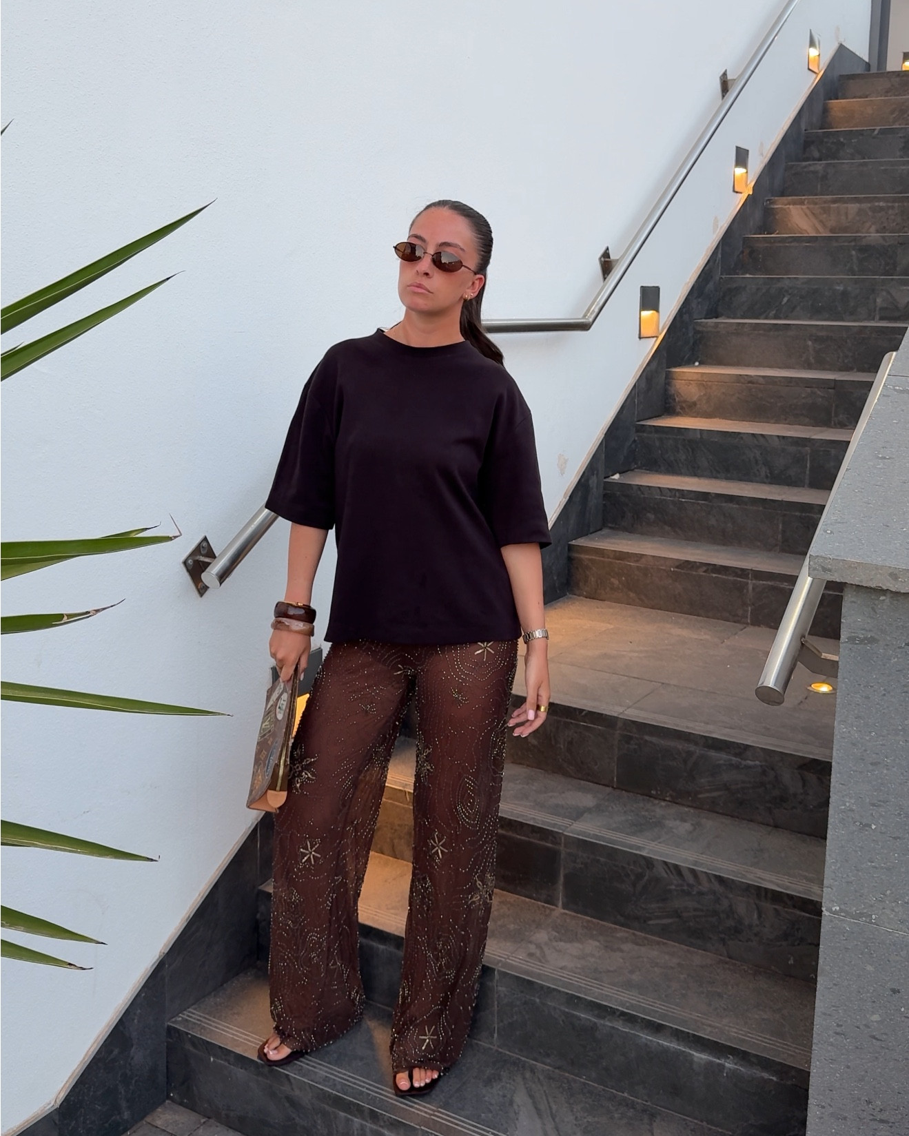 Holiday outfit - sequin trousers - boxy tshirt 

#LTKspring #LTKstyletip #LTKuk