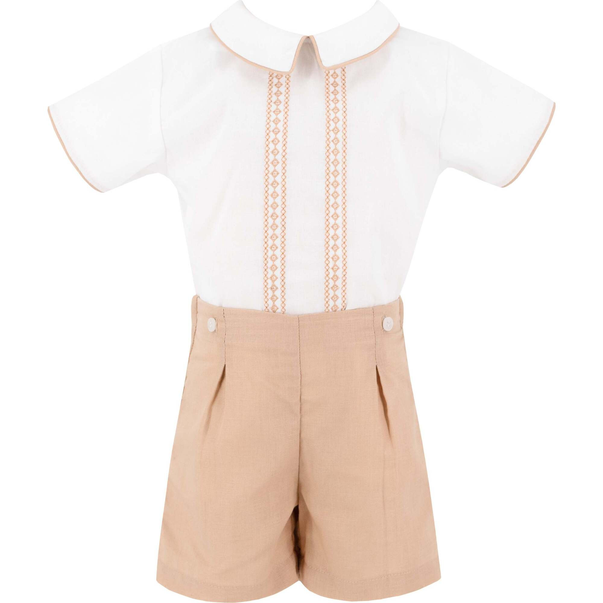 Il Pellicano Baby Boy Embroidered Button-On, White | Maisonette