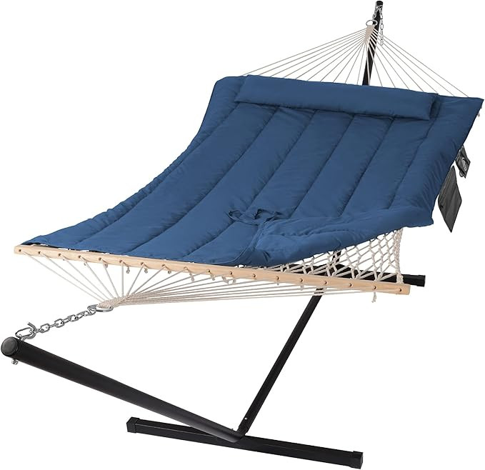 SUNCREAT Double Portable Rope Hammock with Stand Included, Outdoor Two Person Hammock with Polyes... | Amazon (US)