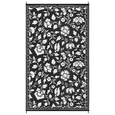 5'x8' Modern Reversible Outdoor Rugs for Patio Camping, Waterproof UV Resistant Plastic Straw Rug Portable RV Mat for Garden Beach Deck, Black White | Target