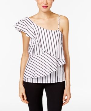 Marled One-Shoulder Tiered Blouse | Macys (US)