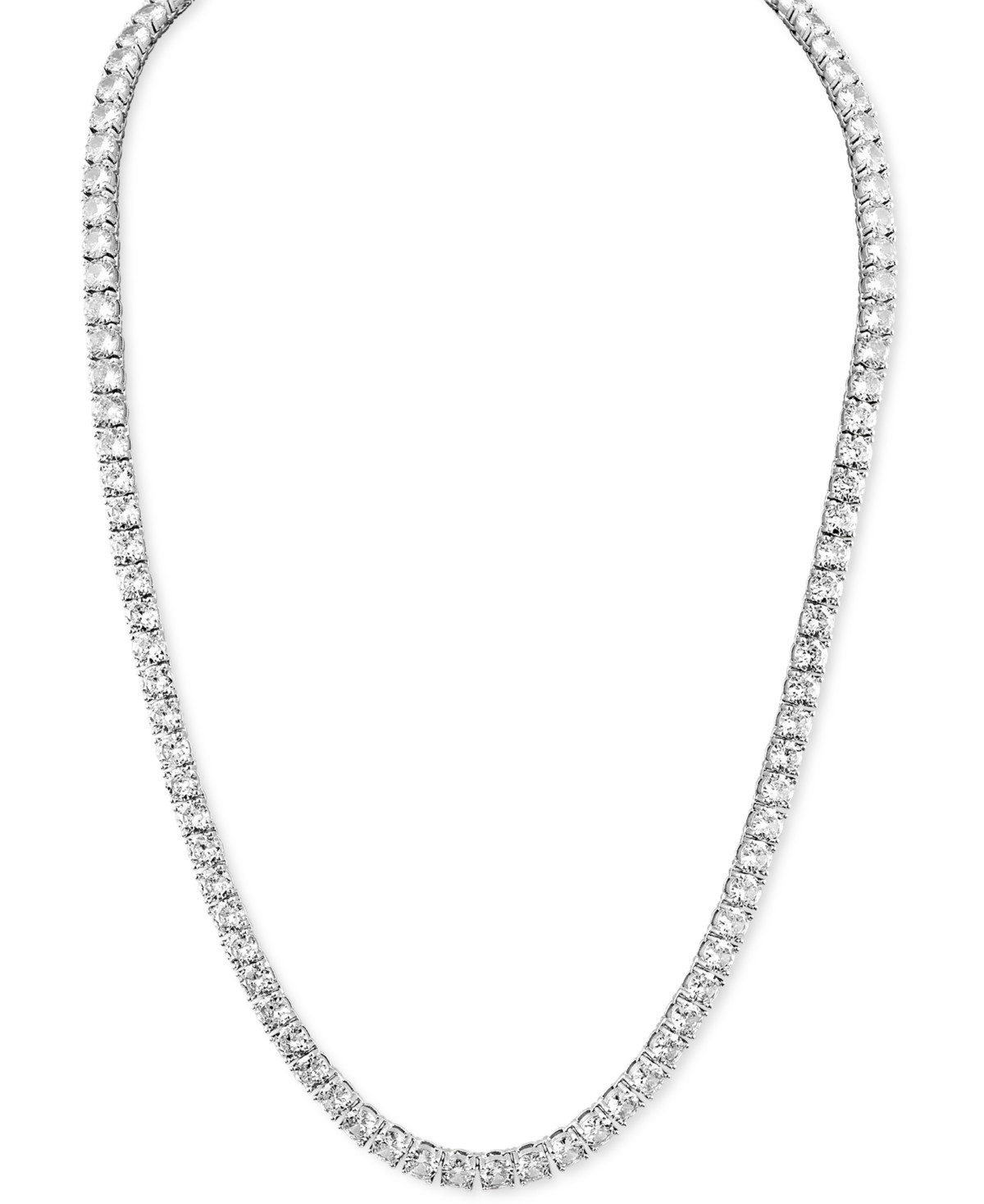 Esquire Men's Jewelry Cubic Zirconia 24" Tennis Necklace in Sterling Silver, Created for Macy's | Macys (US)