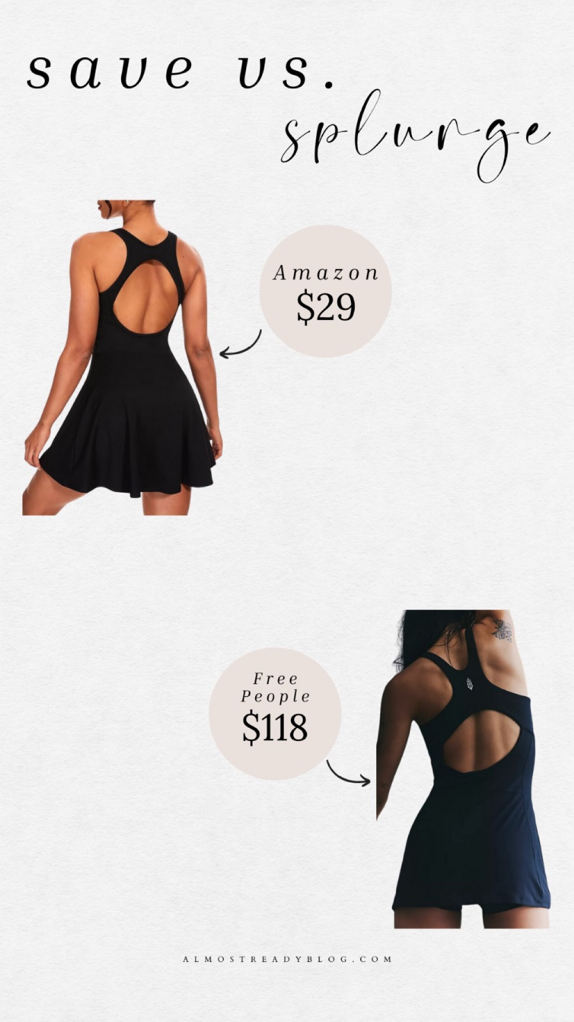 Amazon look for less, save vs splurge, tennis dress, athletic dress 

#LTKFindsUnder100 #LTKFindsUnder50