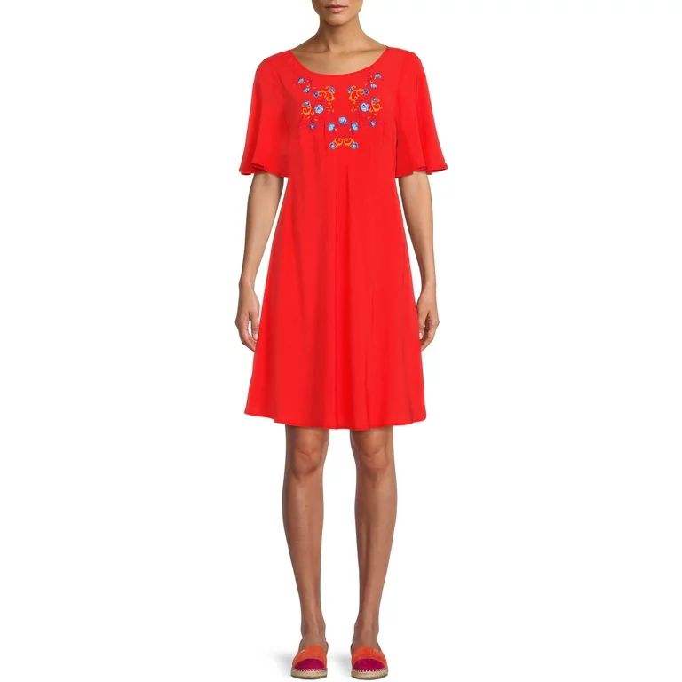 The Pioneer Woman Mommy & Me Embroidered Dress with Flutter Sleeves, Women's - Walmart.com | Walmart (US)