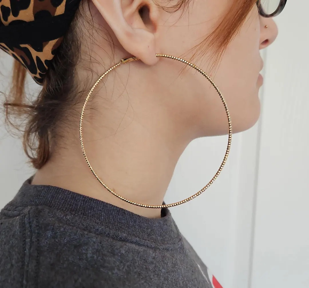 Jumbo Hoop Earrings, Extra Large Hoop Earrings, 90mm Hoop Earrings, Hypoallergenic Posts, 3.5in H... | Etsy (US)