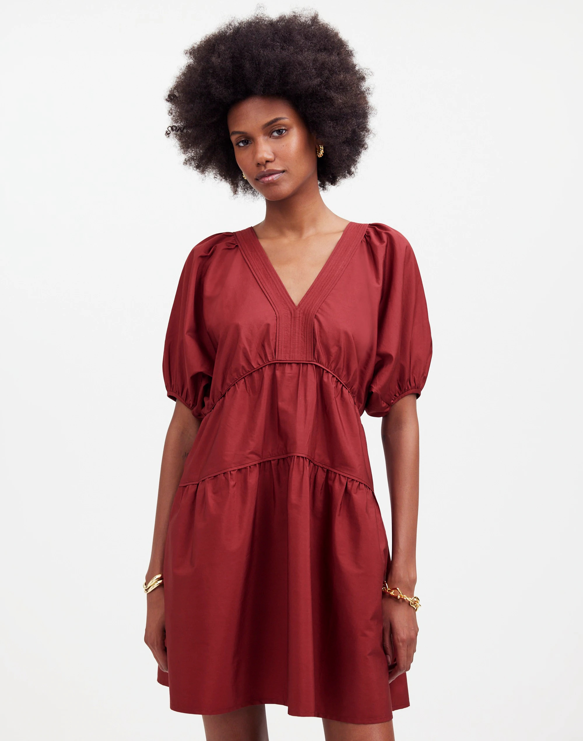 Puff-Sleeve Mini Dress in Poplin | Madewell | Madewell