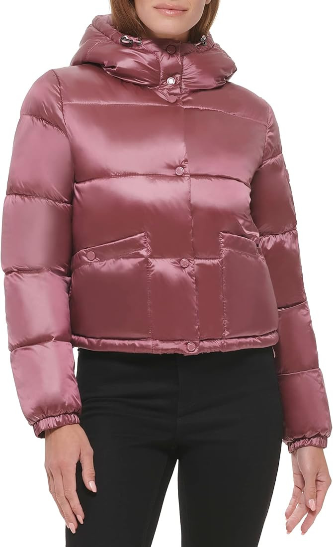Calvin Klein Women's Lightweight Cropped Hooded Snap Pockets Puffer | Amazon (US)