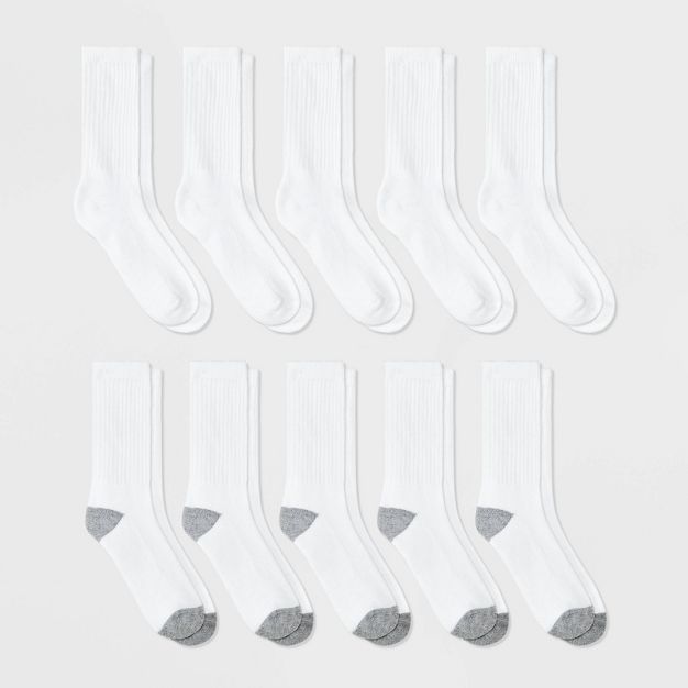 Boys' 10pk Athletic Crew Socks - Cat & Jack™ White | Target