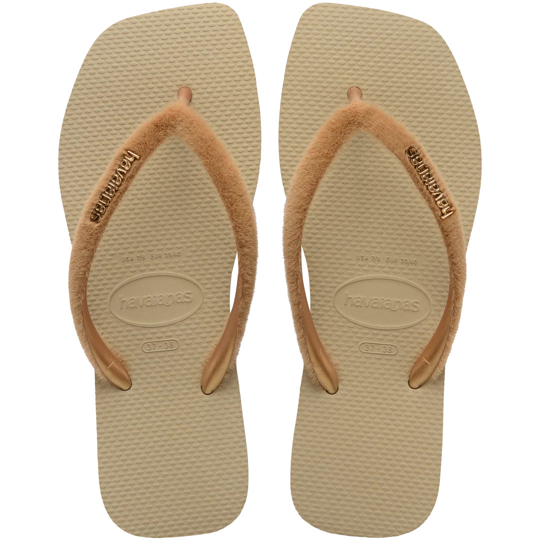 Women's Plush Slim Square Flip Flops Sand Grey | Havaianas | Havaianas