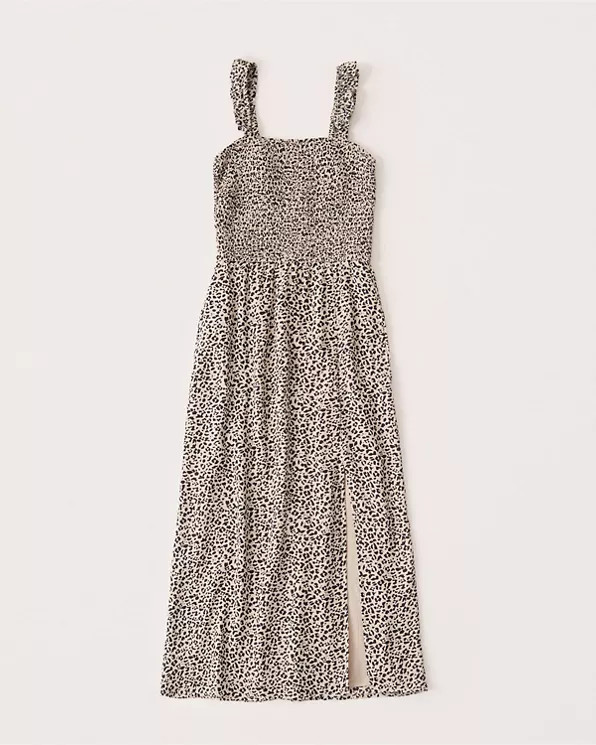 Smocked Midi Dress | Abercrombie & Fitch (US)