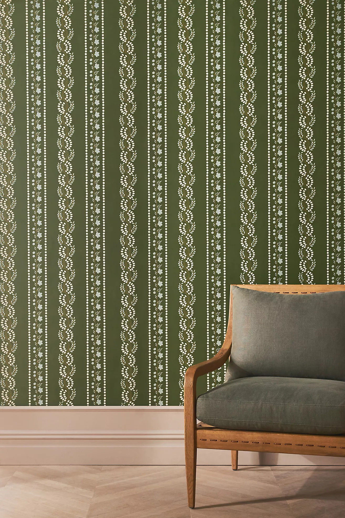 Mitchell Black Botanic Stripe Wallpaper | Anthropologie (US)