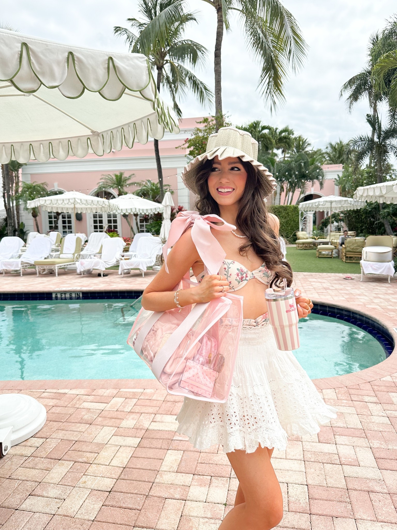Pool day in Palm Beach!
Agua Bendita swimsuit 
Eyelet skirt 
 Bow tote bag 
Beach bag
Lorna Murray hat from @shopcarinrose 
Stanley oasis

#LTKFindsUnder50 #LTKFindsUnder100 #LTKSeasonal