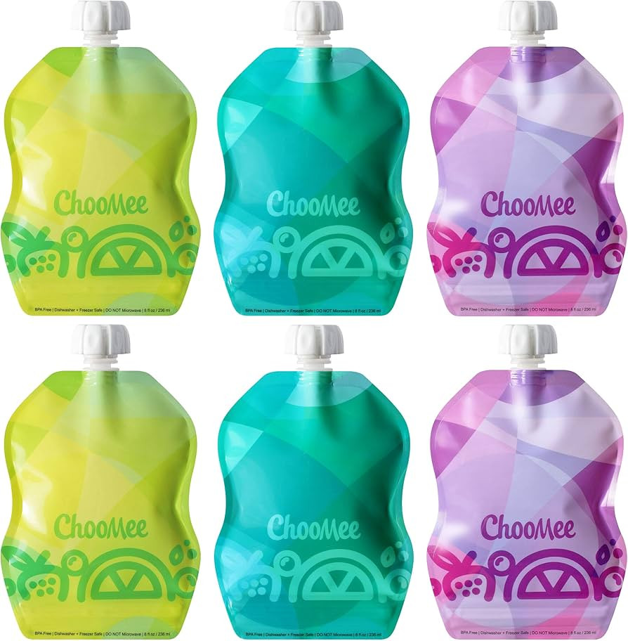 ChooMee Reusable Baby Food Storage Pouches, 8 oz | Ideal for Baby Food, Smoothies and Purees | Se... | Amazon (US)