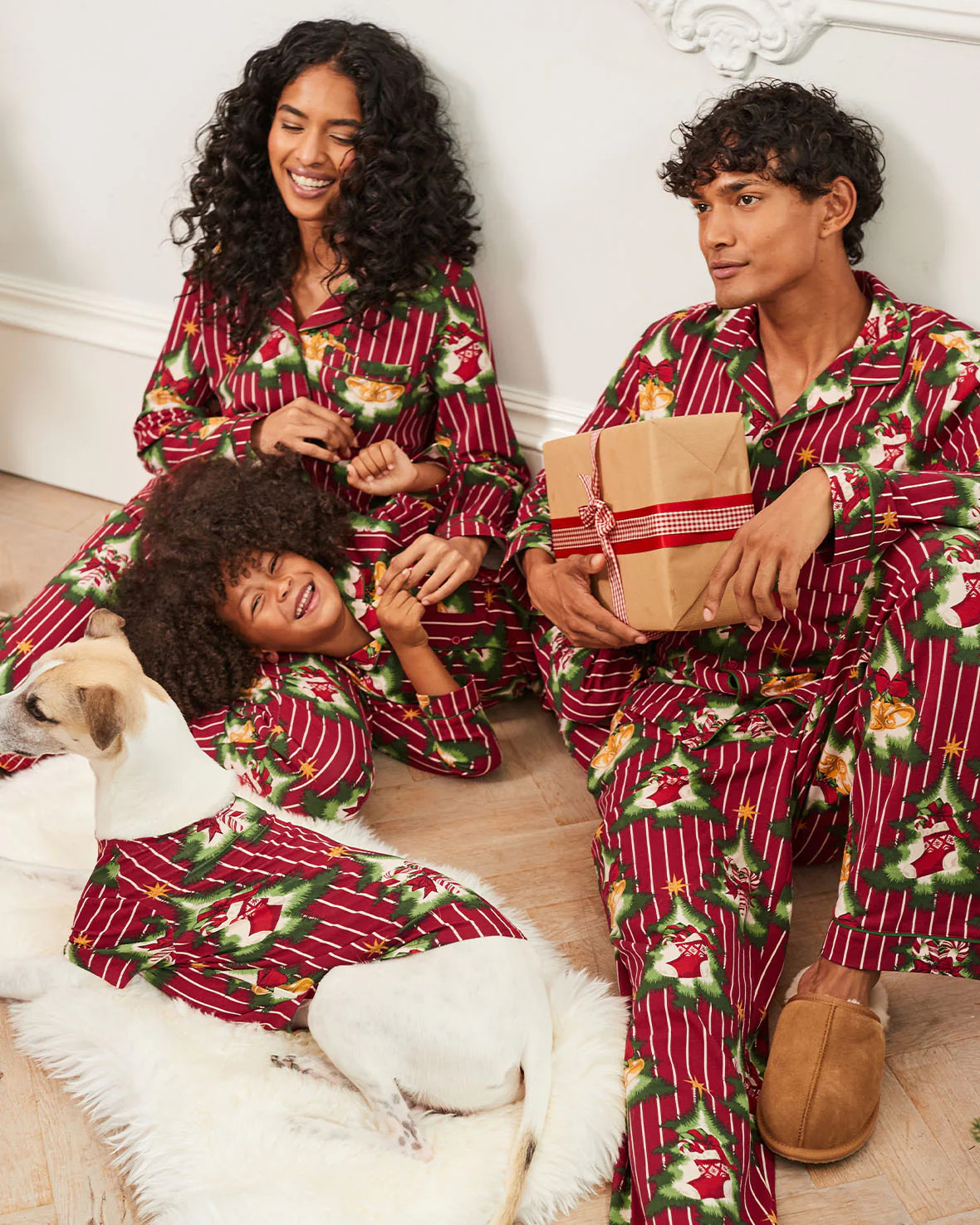 Organic Cotton Christmas Tree Stripe Print Matching Family Pyjamas | Chelsea Peers NYC
