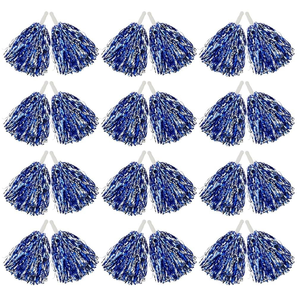 Hooshing 12/24/100PCS Pom Poms Cheerleading Metallic Foil Cheer Pom Poms with Plastic Handles for... | Amazon (US)